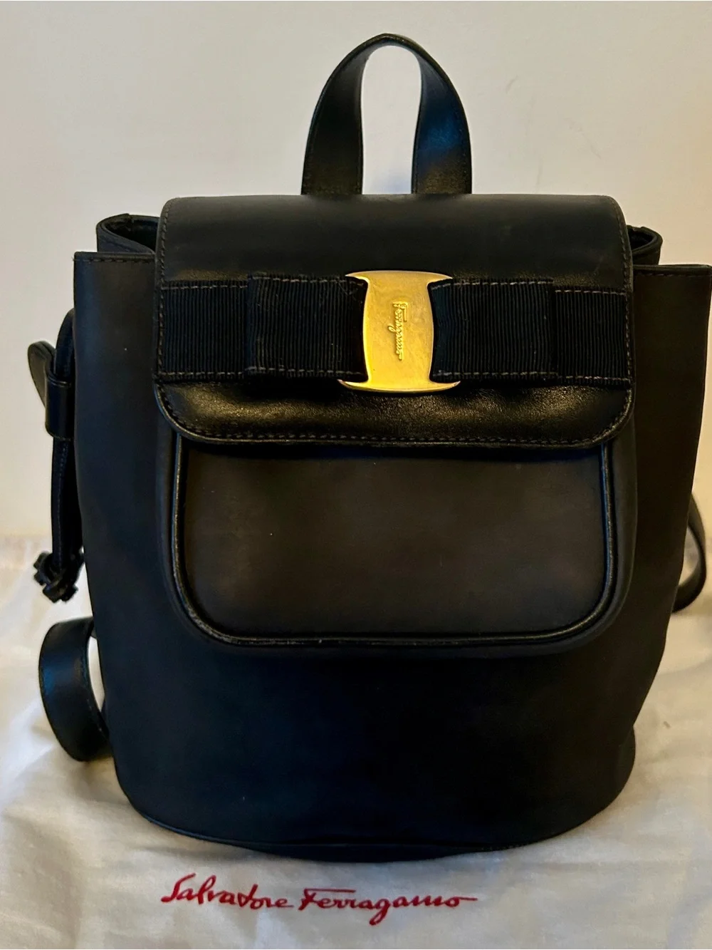 SALVATORE FERRAGAMO Gancini Backpack Bag Leather Green GHW Italy 86KD086 Salvatore Ferragamo Leather Exterior Backpack Bags  main image 4